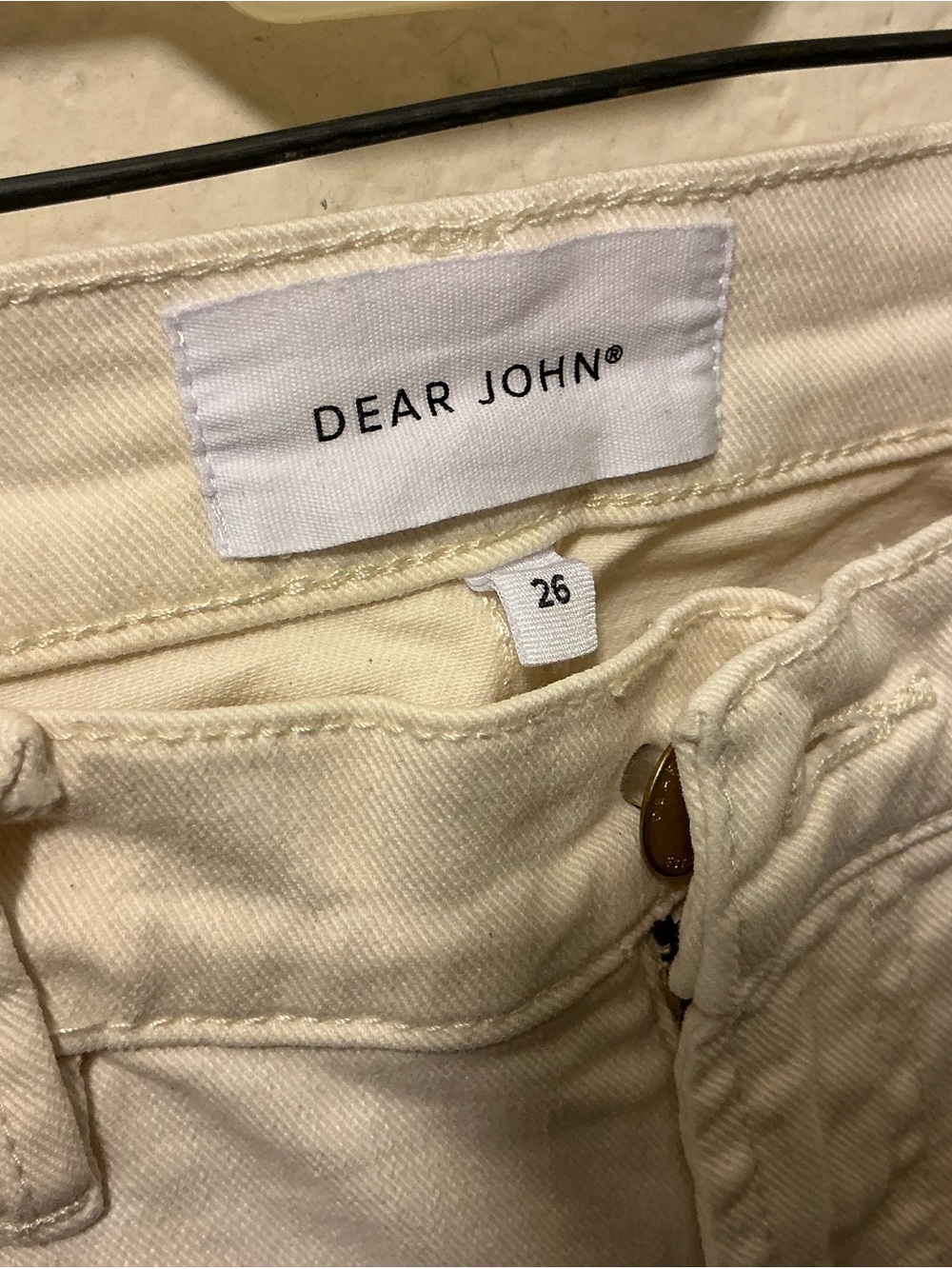 Dear John Joyrich Comfort Jeans Women’s 26 bone color Distressed Raw Hem - Picture 6 of 8